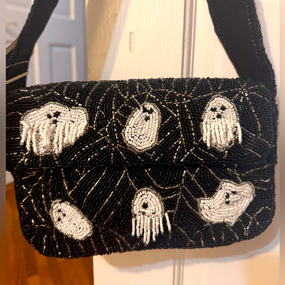 SOL AND MER halloween ghost beaded shoulder bag purse vital tjmaxx marshall's 3d